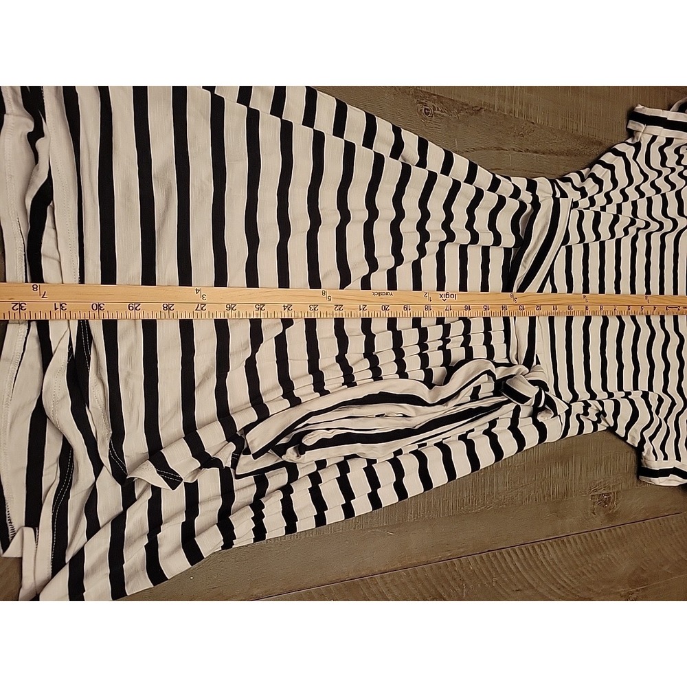 CHAPS Ralph Lauren Women Jersey Empire Black Dress Stretch Striped S Small - Picture 5 of 6